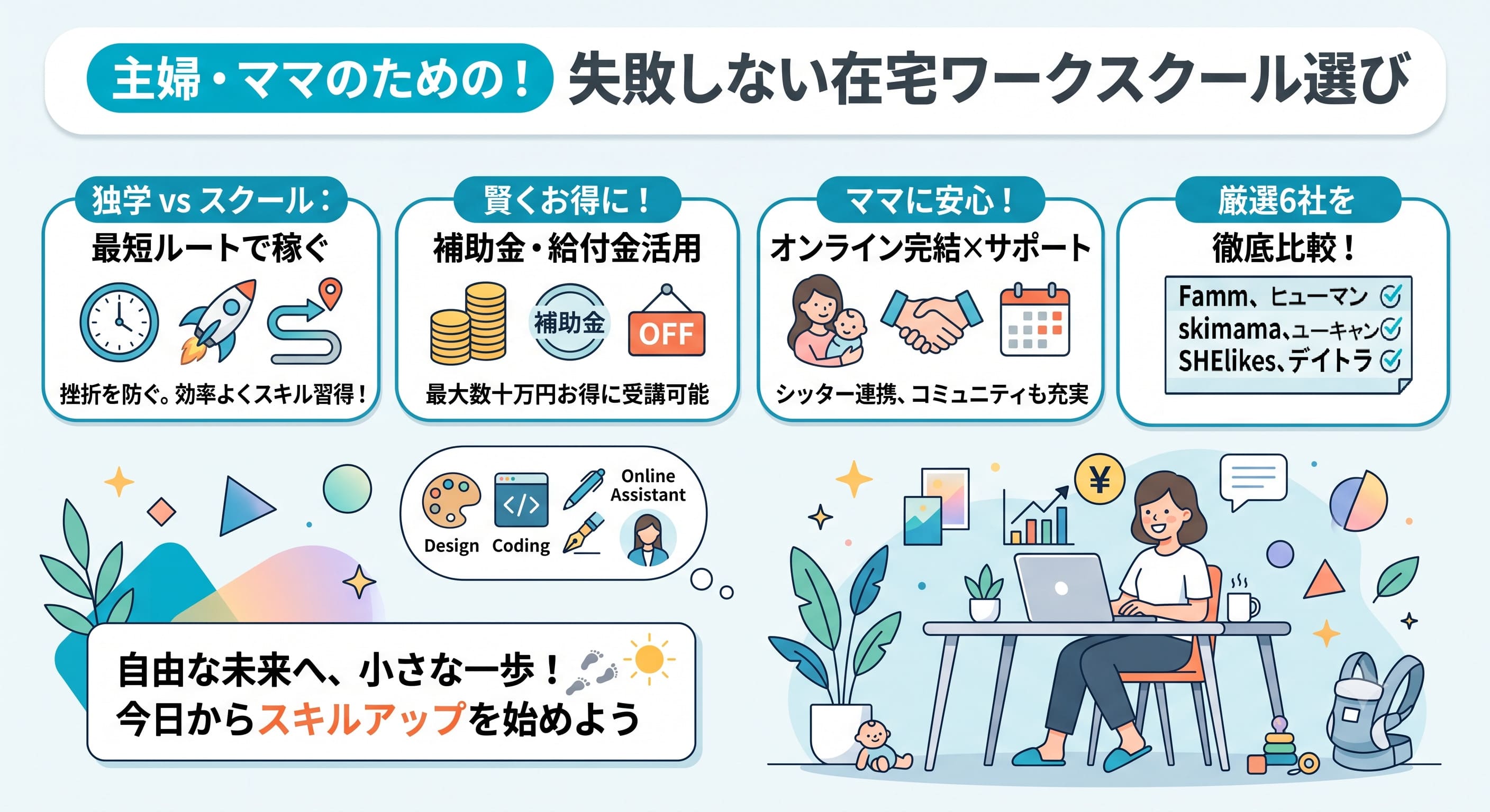 在宅ワーク スクールは必要？主婦向け安い副業講座の比較と補助金の活用法